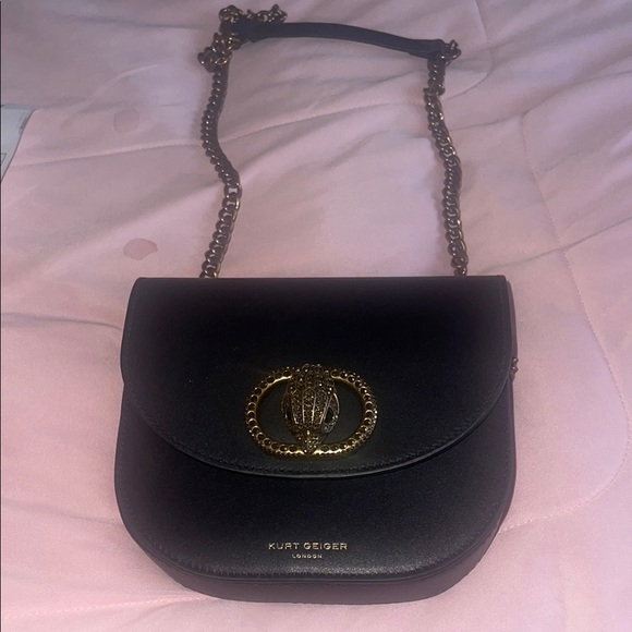 Kurt Geiger Black and Gold Crossbody Bag with Elegant Design